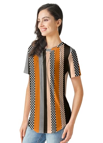 Womens Short Sleeve Tops Summer Tops for 2025 Casual Crew Neck Pleated Tops Blouses Fashion3