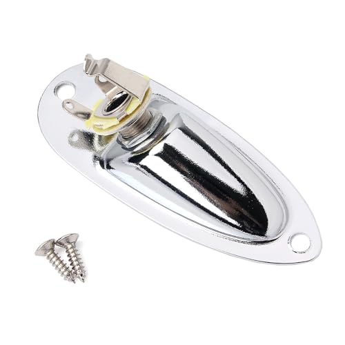 WLDJXLGL Boat style 1/4 inch Guitar Input Jack Socket Plate Output Loaded parts Guitar Strat jack for Fender Stratocaster Strat St Mono for Electric Guitar Replacement Parts (Chrome)