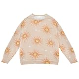 Wudan Felpa con cappuccio a girocollo per bambine con stampa di girasole e stelle blush, Bellezza Girasole Stella Blush, 4 anni