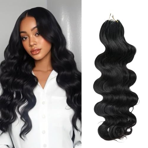 Knotless Pre-Separated Crochet Hair Extensions Human Hair Body Wave Feather Line Hair Extensions 100% Human Hair Natural Color 16Inch 120g