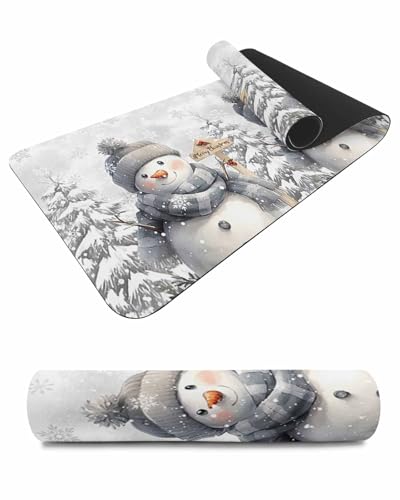 Debedcor Heat Proof Table Pads Waterproof Decorative, Christmas Grey Snowman Non-Slip Table Countertop Protector, Winter Xmas Tree Snowflake Insulation Mat for Kitchen Room, 40 x 12 Inches