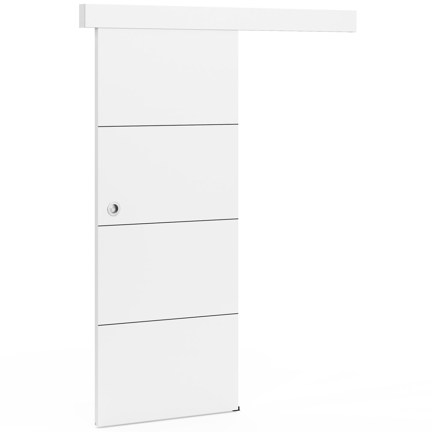 IDMarket - Juego de puerta corredera blanca de 83 cm con riel y fijaciones