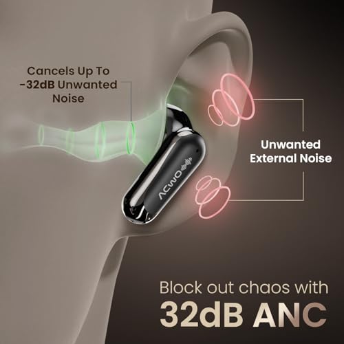 Image of ACwO DwOTS 757 Bass Boom X Drivers | ANC 32dB | AI-ENC 4-Mic | 3 EQ Modes | 40ms Low Latency | 40H Playtime | Quick Boost 10min=120min | Auto Connect | BT v5.4 | IPX5 Resistant (Jet Black)