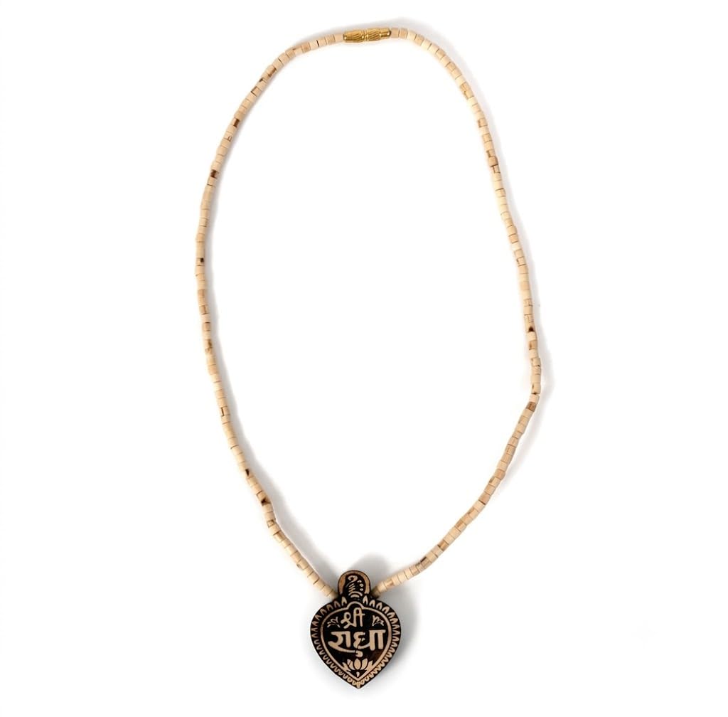 Premium Authentic Tulsi Kanthi Mala with Shri Radha Pendant | Original Cylindrical Tulsi Wood Beads Mala for Jaap, Meditation, and Spiritual Protection | Devotional Radha Rani Locket for Chanting & Daily Wear-image-22