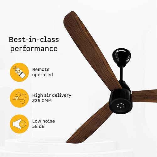 Image of atomberg Renesa Enzel 1200mm BLDC Ceiling Fan with Remote | 5 star | Advance Air+ Technology | LED Speed Indicator | Low Noise | Sleek Design | Power Saving | 3 Year Warranty | Dark Walnut