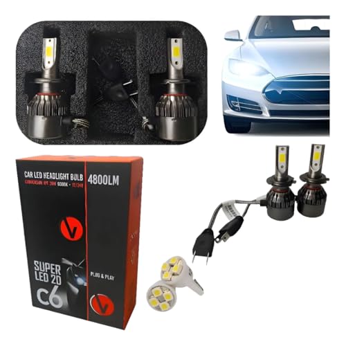 Kit Par Lâmpada Super LED H7 Headlight C6 2D 72W 6000K Branco-Frio 12V/24V IP67