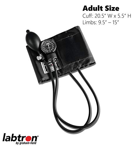 Image of Graham-Field Manual Blood Pressure Monitor - Adult Size, Black BP Cuff with Aneroid Gauge and Carry Case