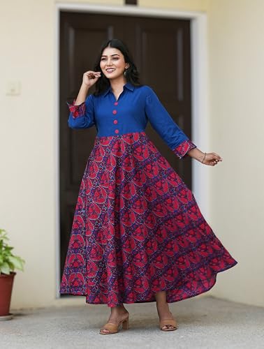 Image of Yash Gallery Women's Floral Printed Anarkali Maxi Dress