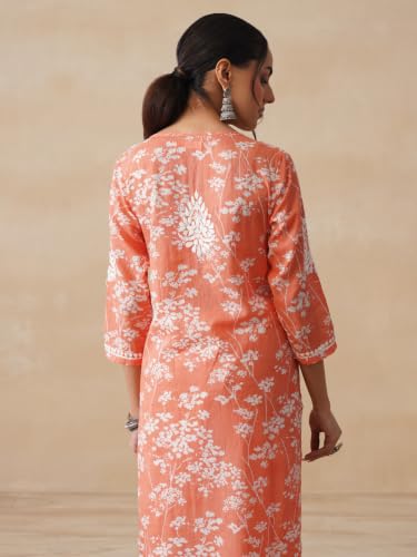Image of Zainab Mulmul Straight Kurta |Chikankari | Chikankari Kurta | Chikankari Short Kurti | Lucknowi Chikankari Kurti (WL155-P)