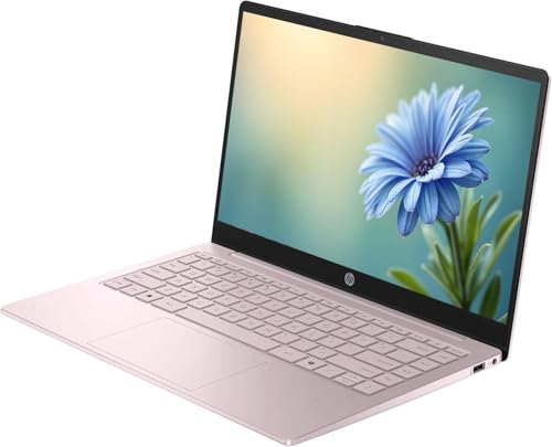Image of HP Portable 14 inch HD IPS Laptop, Intel Celeron N Processor Up to 3.59GHz, 4GB DDR4, 128GB SSD, HDMI, Webcam, 1 Year Office 365, Bluetooth, Windows 11, Pastel Pink
