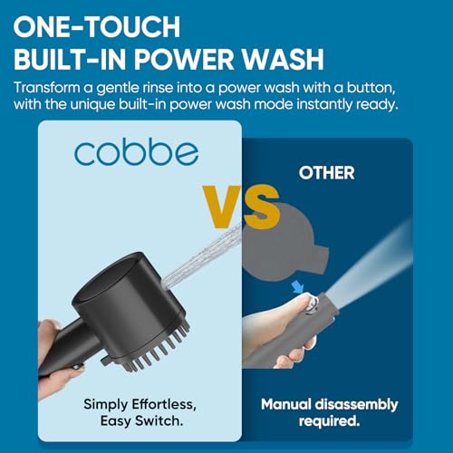 Image of Filtered Shower Head with Handheld, Showerhead with Filters Black | Cobbe Filtered Shower Head with Handheld Built-in Power Wash - Remove Chlorine - Reduces Dry Itchy Skin, Black