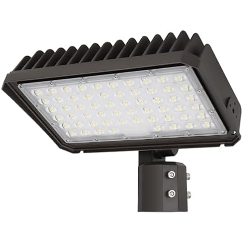 Xbuyee 150W LED Flood Light with Dusk-to-Dawn Photocell, 130lm/W 5000K Daylight 100-277V IP65 Waterproof, 150W-100W-75W Adjustable, LED Parking Lot Light with Slip Fitter Mount, ETL Cover
