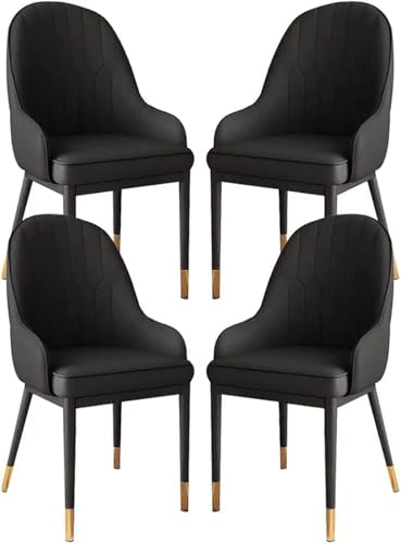 Image of Dream Furnishing - Set of 4 Dinning Chairs Elegant & Luxury Looks Strong Metal Frame Legs for Home Cafe Office Hotel (Black)