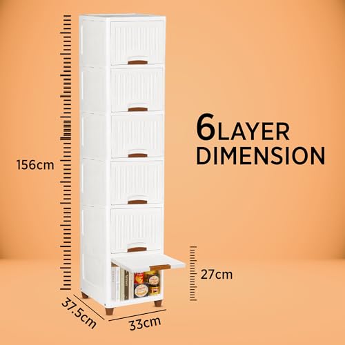 Image of TEKCOOL Plastic Wardrobe for Clothes : Versatile Plastic Cupboard for Storage Organizer & Organisers Storage Box for Ideal for Neat and Tidy Storage Solutions Almirah for Clothes (White, 6XL);