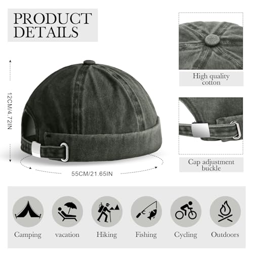 Image of SATINIOR 2 Pieces Brimless Hats for Men Adjustable Docker Cap Casual No Brim Hat Rolled Cuff Sailor Skullcap
