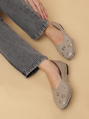 Image of Marc Loire Women's Slip-On Solid Ballerina Flats | Embellished | Round Toe | PU Upper | Comfortable Casual Footwear