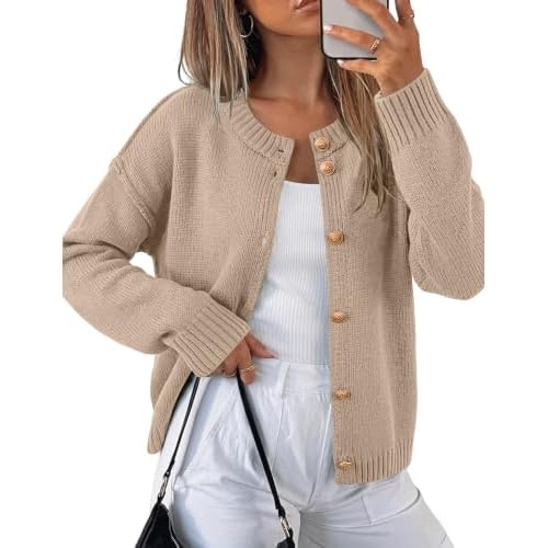 LOMON Womens Cardigan Sweaters 2026 Chunky Fall Winter Button Up Outfits