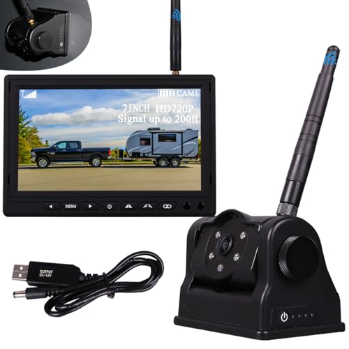 Image of Magnetic Backup Camera Wireless with 7 inch Monitor Rechargeable Large Capacity Battery Rear View,3 Mins Easy Install,for Gooseneck Horse Travel Trailer Boat Fifth Wheels Car RV Camper Trucks.