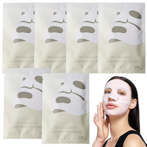 6 Stück luuma kollagen maske original, collagen maske korean für intensive Pflege über Nacht, reduziert feine Linien & Falten, Reduziert Feine Linien und Falten für Alle Hauttypen