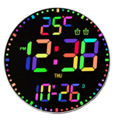 【Vofuxo】壁掛け時計 壁掛けデジタル時計 掛け時計 WiFi電波時計 静音 LED 文字大きい みやすい アプリ 遠隔操作 調色 調光 北欧 モダン 多用途 (黒鏡面カラーです)