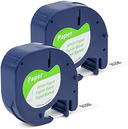 Label Orison Label Tape Cable for DYMO Letratag Refill 91330 10697(S0721510) LT Self-Adhesive Paper Tape for LT-100H LT-100T Label Maker,Black on White,1/2Inch x 13Feet(12mm x 4m),2Pack