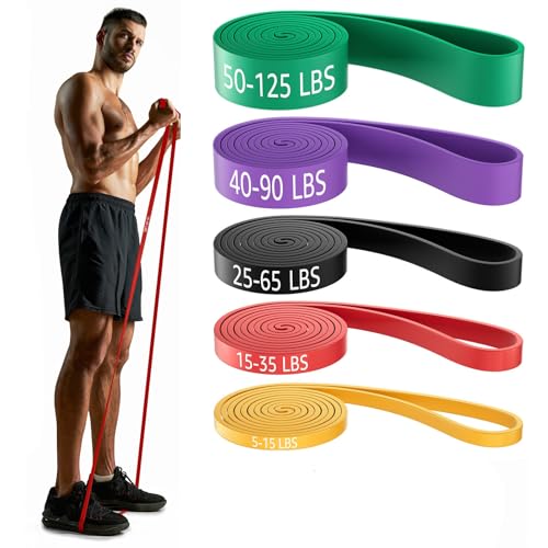 Image of AugKnot Resistance Bands for Working Out: 5-Levels Exercise Bands Set - Pull Up Assistance Elastic Silicone - Physical Therapy /Training /Stretching- Home Gym for Women and Men
