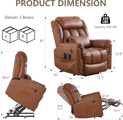 Sillón PU eléctrico reclinable color único miniatura 2