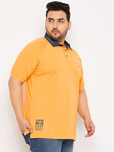 Image of Club York Men Cotton Blend Half Sleeve Polo Neck Solid Plus Size T-Shirts