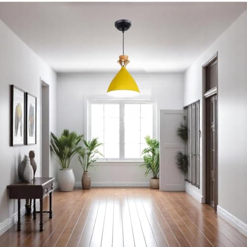 Image of Modern Yellow Dome Hanging Pendant Light for Ceiling, Aluminium, Antique Decor, E-27 Holder, (Bulb is not Included) Pack of 3