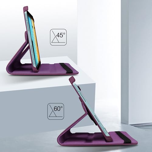 Image of TGK 360 Rotatable Smart Flip Cover for iPad mini 7 Case A17 Pro 2024, iPad mini 7th /6th Generation 8.3 inch (Purple)