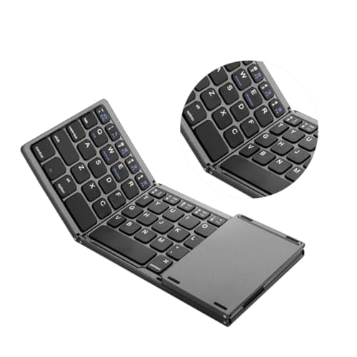 CRAFTHROU Clavier Pliable Clavier sans Fil Pliable pour Tablette et Téléphone, Abs, 3 Volets, Pavé Tactile, Absorption Magnétique, Portable, Noir