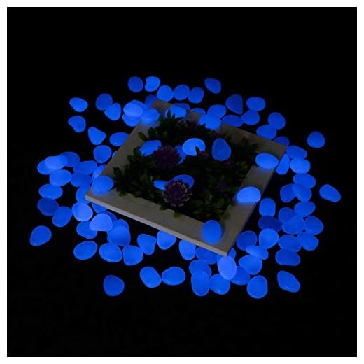 Tvird Piedras Decorativas Guijarros,Piedras Luminosas Piedras 300Pcs Decorativas Jardin Acuario Stones Glow Pebbles para Estanques, Acera, Maceta,Jardín, Exteriores, Lawn，Acuarios etc. (Azul)