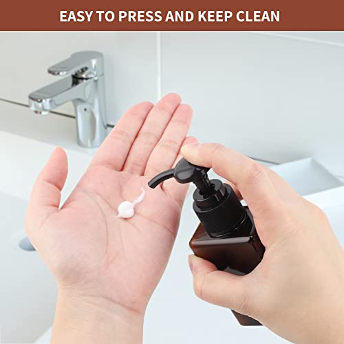 Segus Soap Dispenser, 3 Pieces 100ml Pump Bottle Dispenser with Labels, Empty Shampoo Bottles, for Bathroom Kitchen(Amber) - Image 3