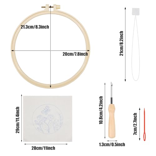 Image of Allazone 3 Set Embroidery Starter Kits for Beginner, Butterfly and Bird Punch Needle Kit with Instruction, Plastic Hoop, Yarns and Embroidery Handle Needle Pen