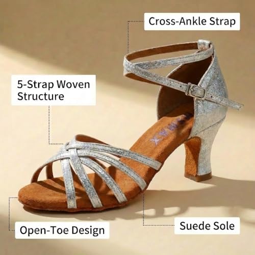 Image of MSMAX Women's Practice Ballroom Dancing Shoes Indoor Performance Latin Dance Shoes for Woman
