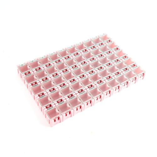 rockible 50 Piezas Caja Modular con Tapa Abatible Apilable Caja con Tapa Articulación Portátil Contenedor para Técnicos, Negro, Nuevo Modelo