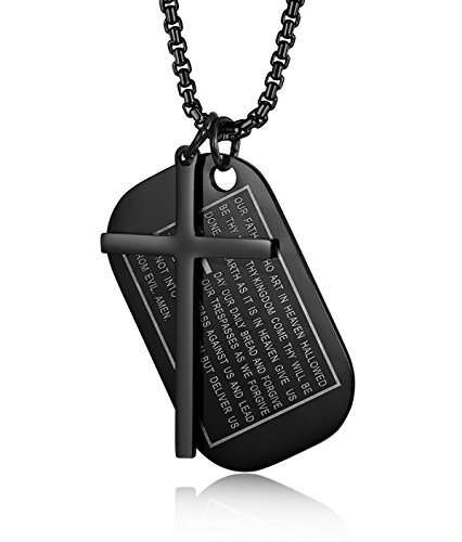 Jstyle Stainless Steel Dog Tags Cross Necklaces for Men Prayer Cross Necklace Military Rolo Chain 3mm 24 Inch2