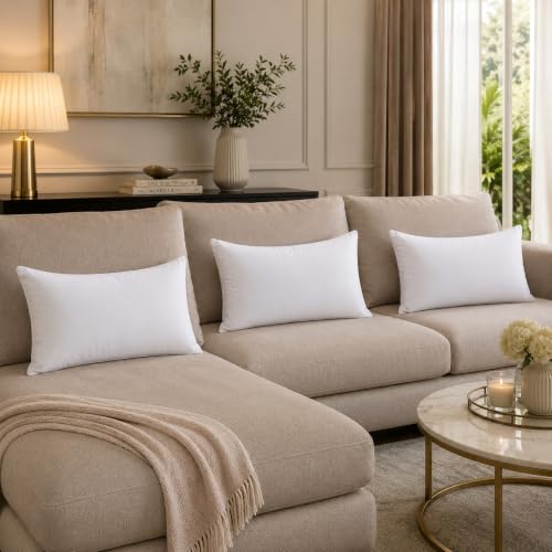 Image of Torque Microfiber Cushion Filler 12 x 20 Inch 5 Pcs | Throw Pillow for Sofa | Filler Cushion Insert Pillow Cushion for Sofa Couch Bed Home Decorative Gifts