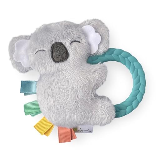 Image of Itzy Ritzy - Ritzy Rattle Pal with Teether - Baby Teething Toy Features A Minky Plush Character, Gentle Rattle Sound & Soft Teether Toy for Newborn (Koala)