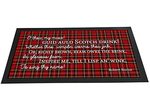 Artylicious Burns Night Bar Ruer - Red Scotch Drink Whisky Poem Quote Tartan Scottish Bar Ruer Mat Robert Burns (Red)