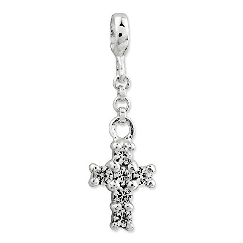 925 Sterling Silver Clear CZ Cross 1 2in Dangle Enhancer Pendant for Women