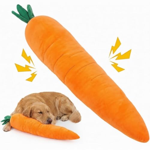 Thenshop 29.5inch Giant Carrot Dog Toy with Squeaker & Crinkle Paper Extra Large Plush Chew Toy Durable Stuffing Free Anti Boredom Interactive Play for Medium & Small Dogs Indoor/Outdoor