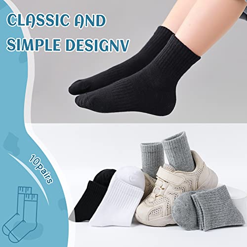 Image of DoSmart Kids Athletic Crew Socks Boys Girls Classics Cotton School Uniform Childs Sports Breathable Casual Socks 10 Pairs