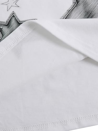 Image of RoseSeek Girl's Geometric Star Graphic Tee Tops Casual Summer Short Sleeve Crew Neck T Shirt