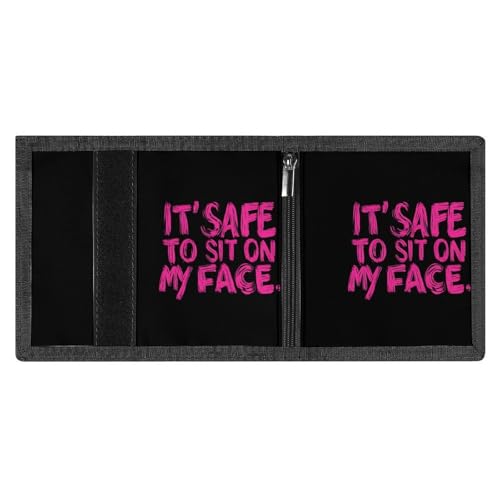 It'S Safe To Sit On My Face Trifold Wallets for Men Women Ultra Thin Card Holder Purse with Zip Coin Pocket4