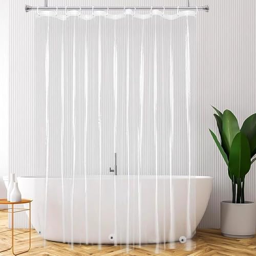 EXIN DECHEN Tenda per Doccia 180x180cm, Tende Doccia PEVA Trasparente Impermeabile, Tenda da Doccia con 3 Magneti e 12 Anelli, Tenda Vasca da Bagno per Dormitorio, Famiglia, Hotel