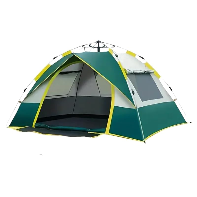 Carpa Camping Instantánea Verde y Amarillo 4 Personas