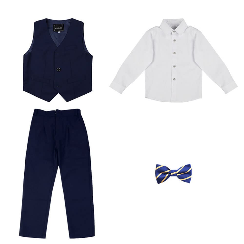 Traje de Rendimiento Elegante para Niños Ajuste Conjunto de Traje de Boda Bautizo Ocasión Especial Fiesta de Cumpleaños Ropa Formal Vestido de Cena Trajes de Pajarita Trajes de Esmoquin de Caballero