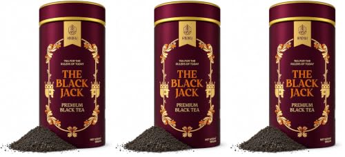 Image of Hindraj The Black Jack Classic Black Tea Loose Leaves 180 g Strong Kadak Chai Blend Organic, Rich Aroma, Great Daily Chai for Tea Lovers (Pack of 3)