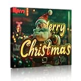 クリスマスキャンバスウォールアートサンタクロースキャンバスプリントリビングルームダイニングルーム寮冬の家の装飾ポスター55x55cmインナーフレームを吊るす準備ができています